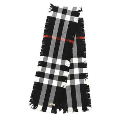 Burberry Wool Half Mega Check Fringe Scarf Black 2 of 4