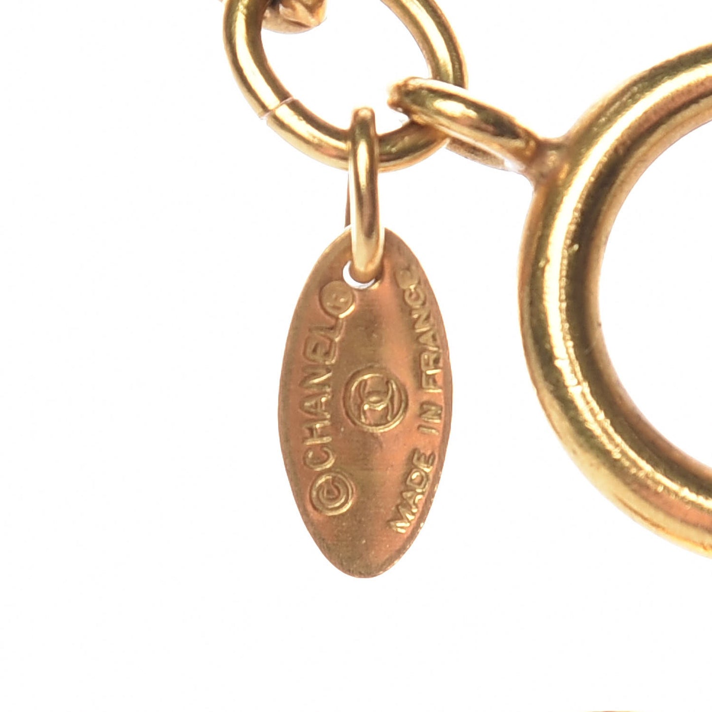Quilted CC Necklace Gold