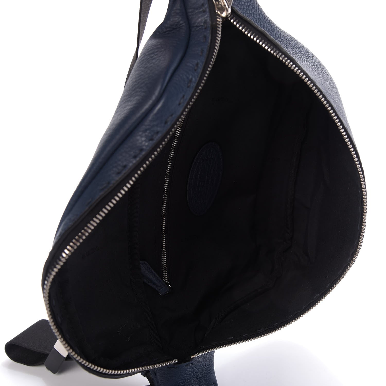 Fendi Cuoio Romano Selleria Metal Stitch Stamp Patch Belt Bag Blue Marine 5 of 9