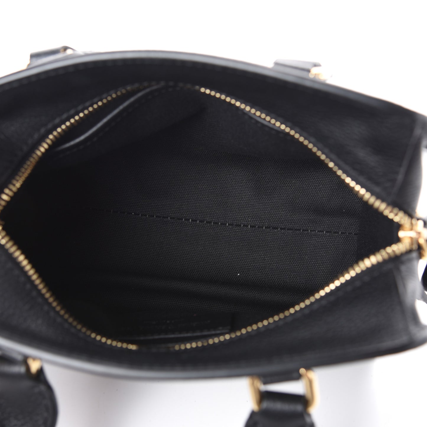 Pebbled Calfskin Mini Skull Padlock Zip Around Tote Black