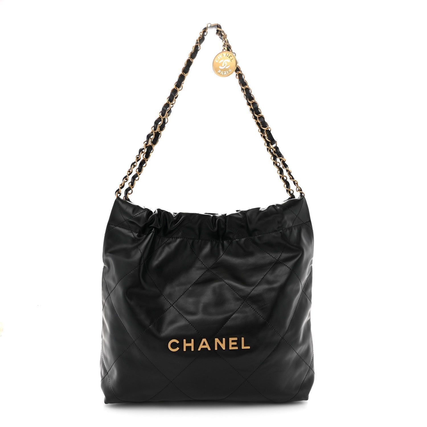 Chanel Shiny Calfskin Quilted Small Chanel 22 Black 1 of 11