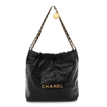 Chanel Shiny Calfskin Quilted Small Chanel 22 Black 1 of 11