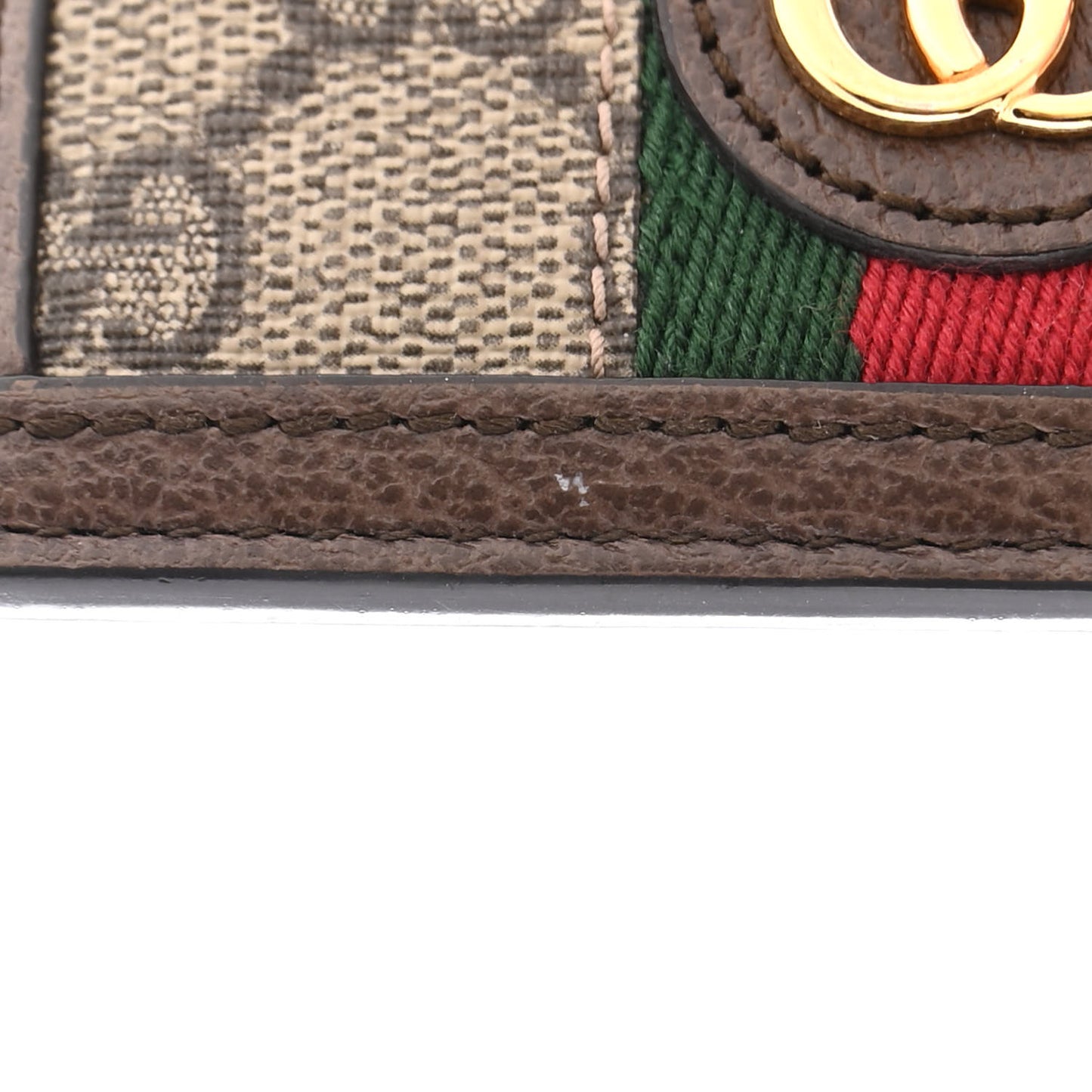 GG Supreme Monogram Textured Dollar Calfskin Ophidia Card Holder Beige Ebony New Acero