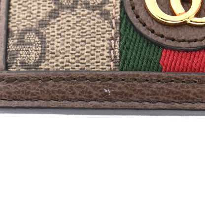 Gucci GG Supreme Monogram Textured Dollar Calfskin Ophidia Card Holder Beige Ebony New Acero 7 of 9