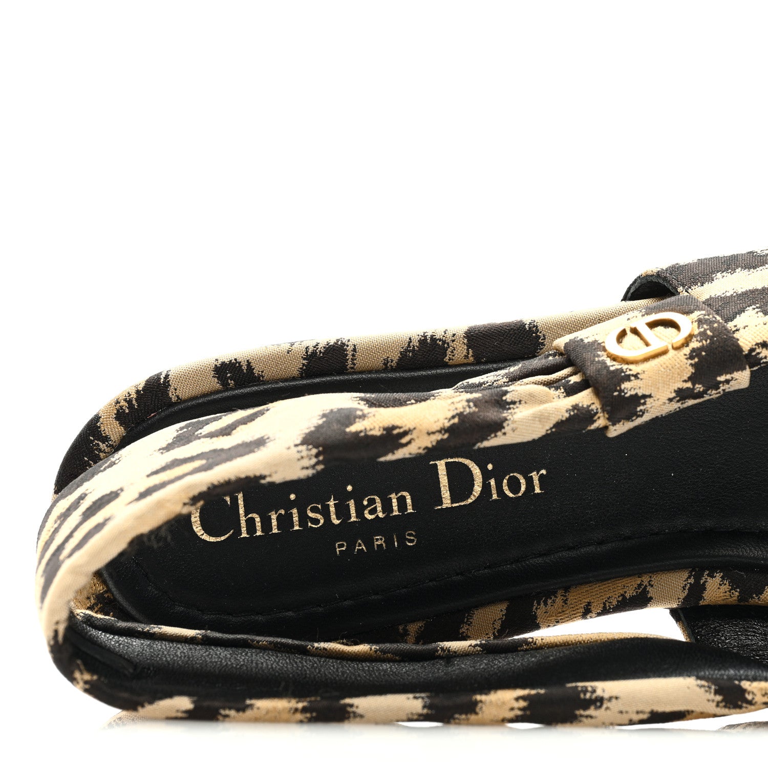 Christian Dior Nylon Leopard Print Mizza Slingback Flat 40 Beige Multicolor 7 of 7