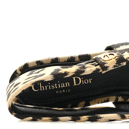 Christian Dior Nylon Leopard Print Mizza Slingback Flat 40 Beige Multicolor 7 of 7