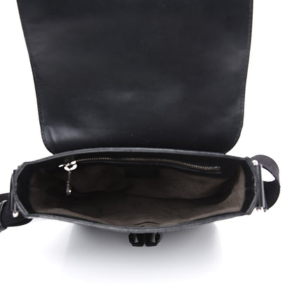 Gucci Guccissima Signature Single Buckle Flap Messenger Bag Black 4 of 14