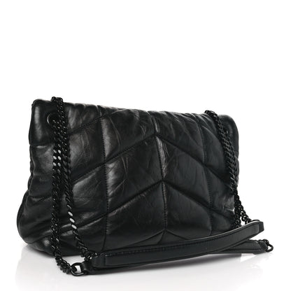 Saint Laurent Lambskin Quilted Monogram Monochrome Small Loulou Puffer Chain Satchel Black 3 of 8
