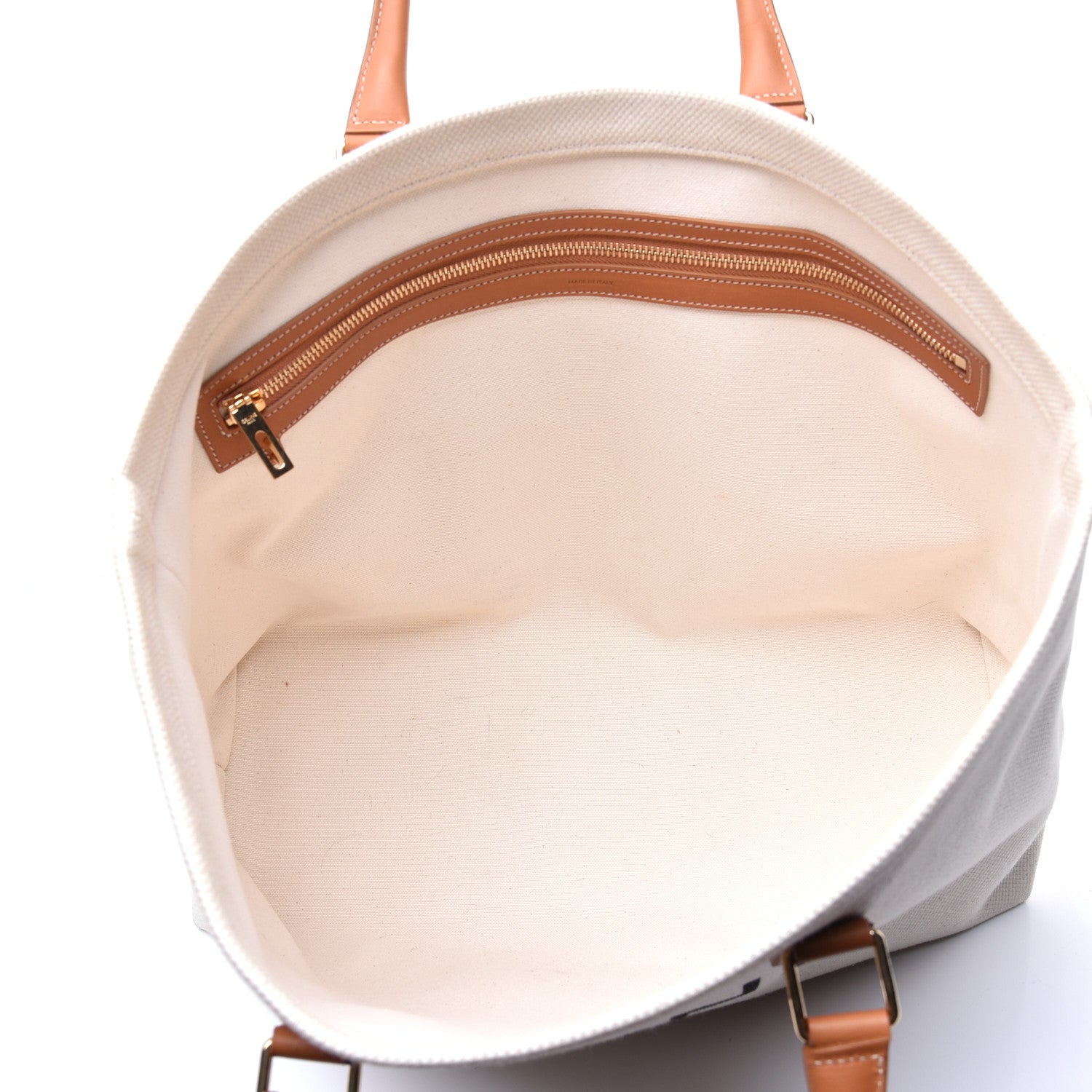 Celine Canvas Calfskin Horizontal Cabas Natural Tan 5 of 9