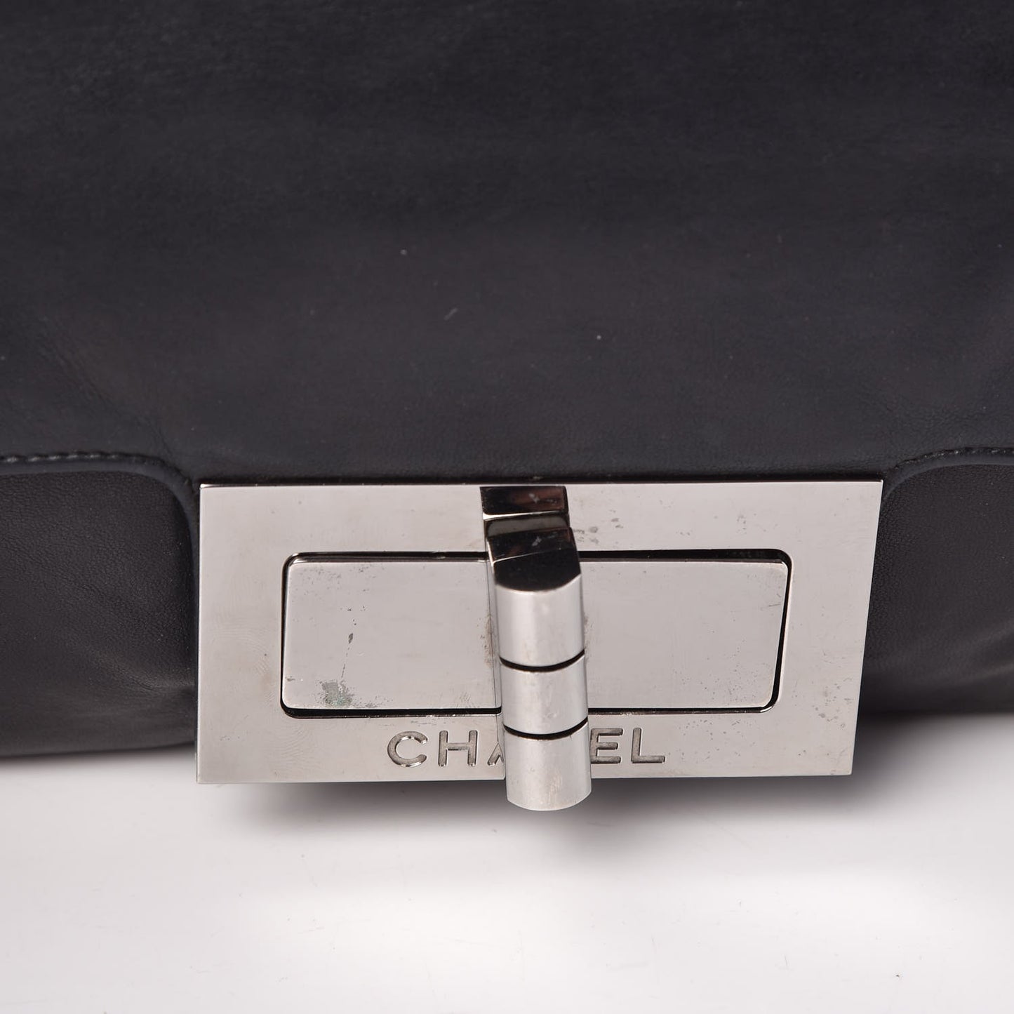 Lambskin Mademoiselle Lock Flap Pochette Black
