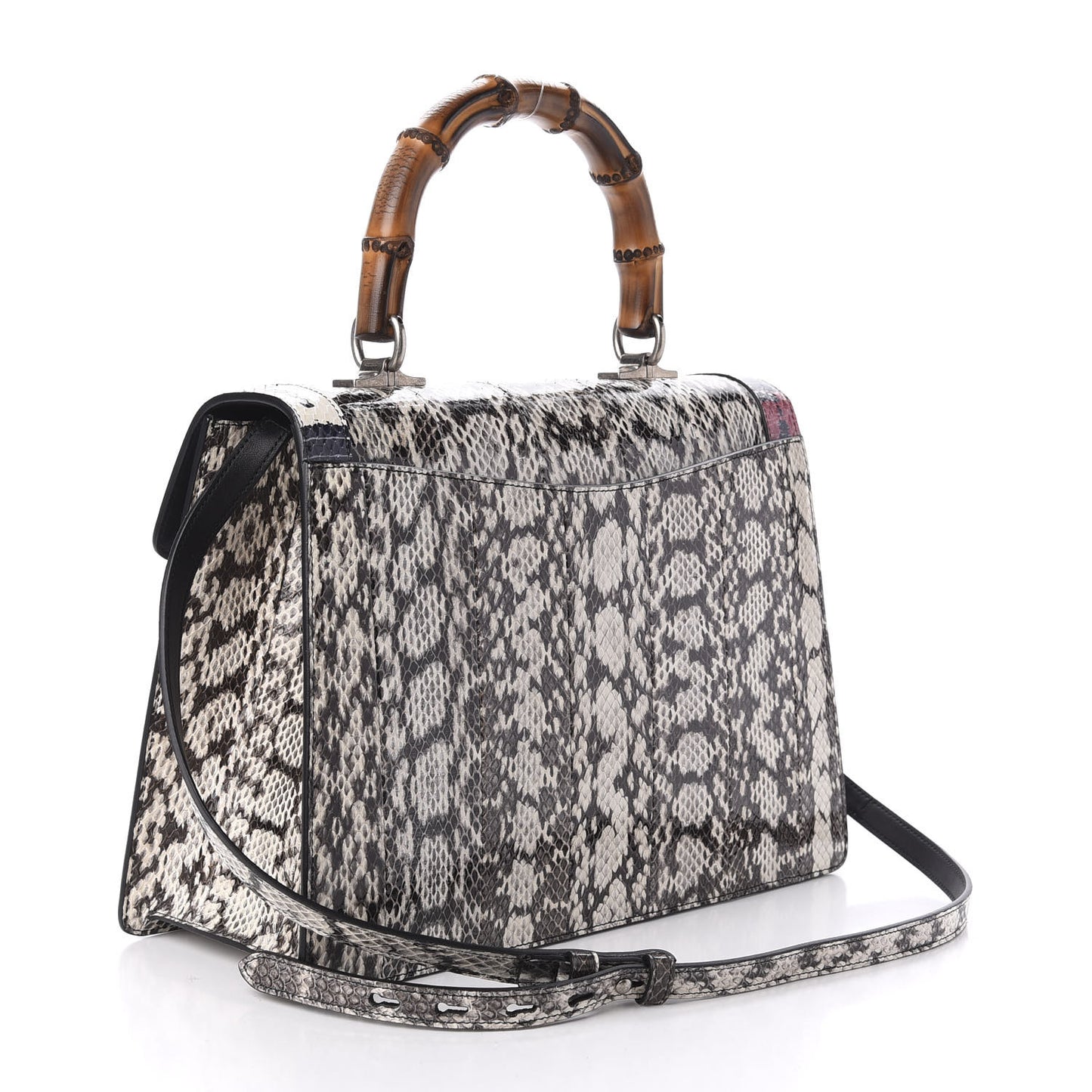 Snakeskin Small Lilith Top Handle Bag Beige