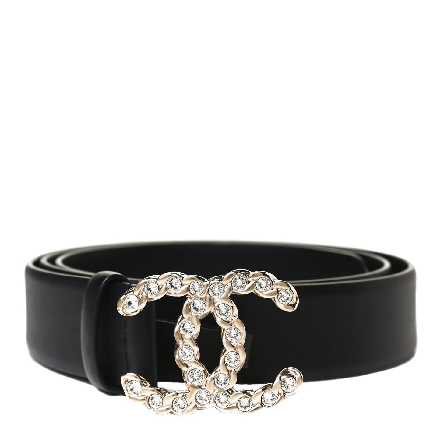 Calfskin Crystal Pearls Coronation CC Belt 95 38 Black