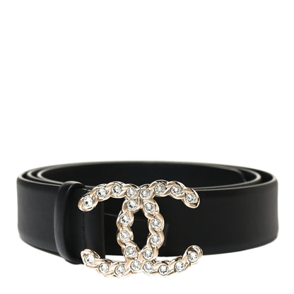 Chanel Calfskin Crystal Pearls Coronation CC Belt 95 38 Black 1 of 5