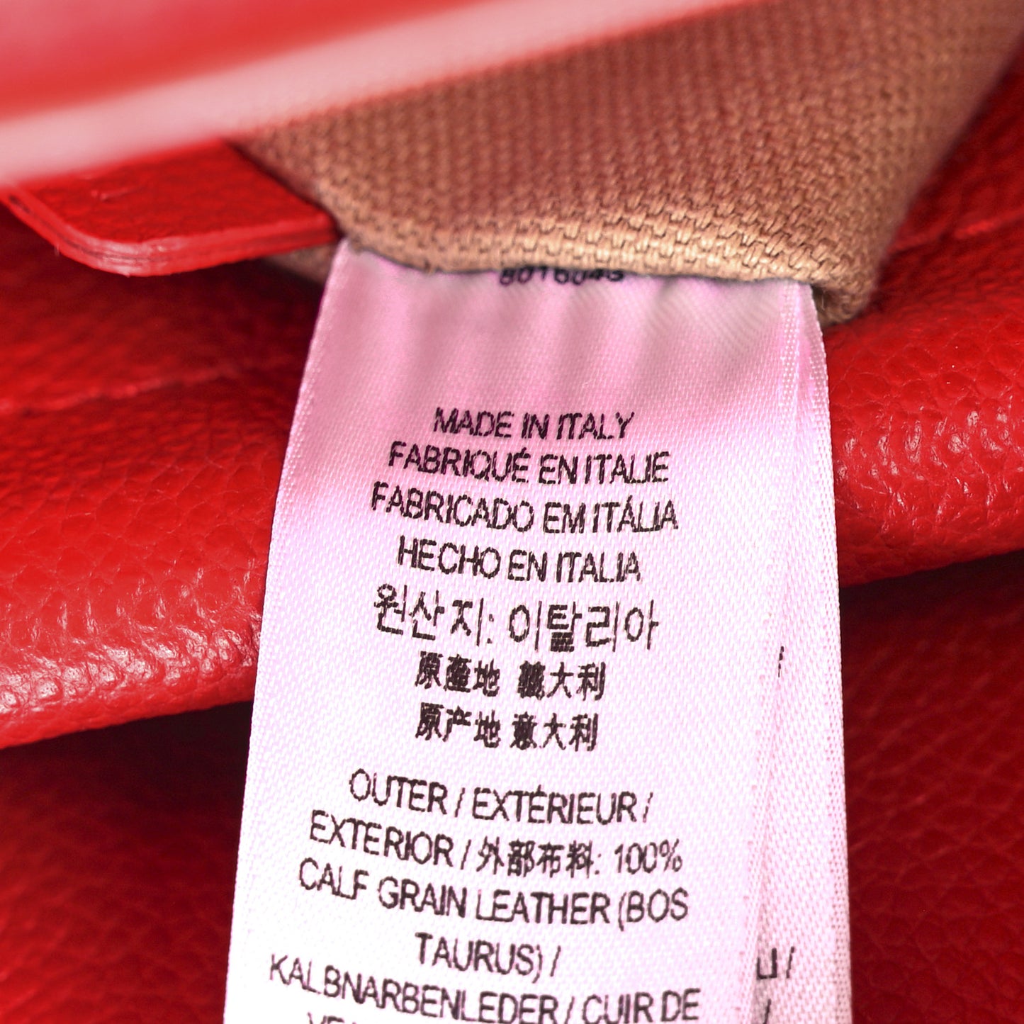 Grainy Calfskin Small Two Handle Title Bag Red