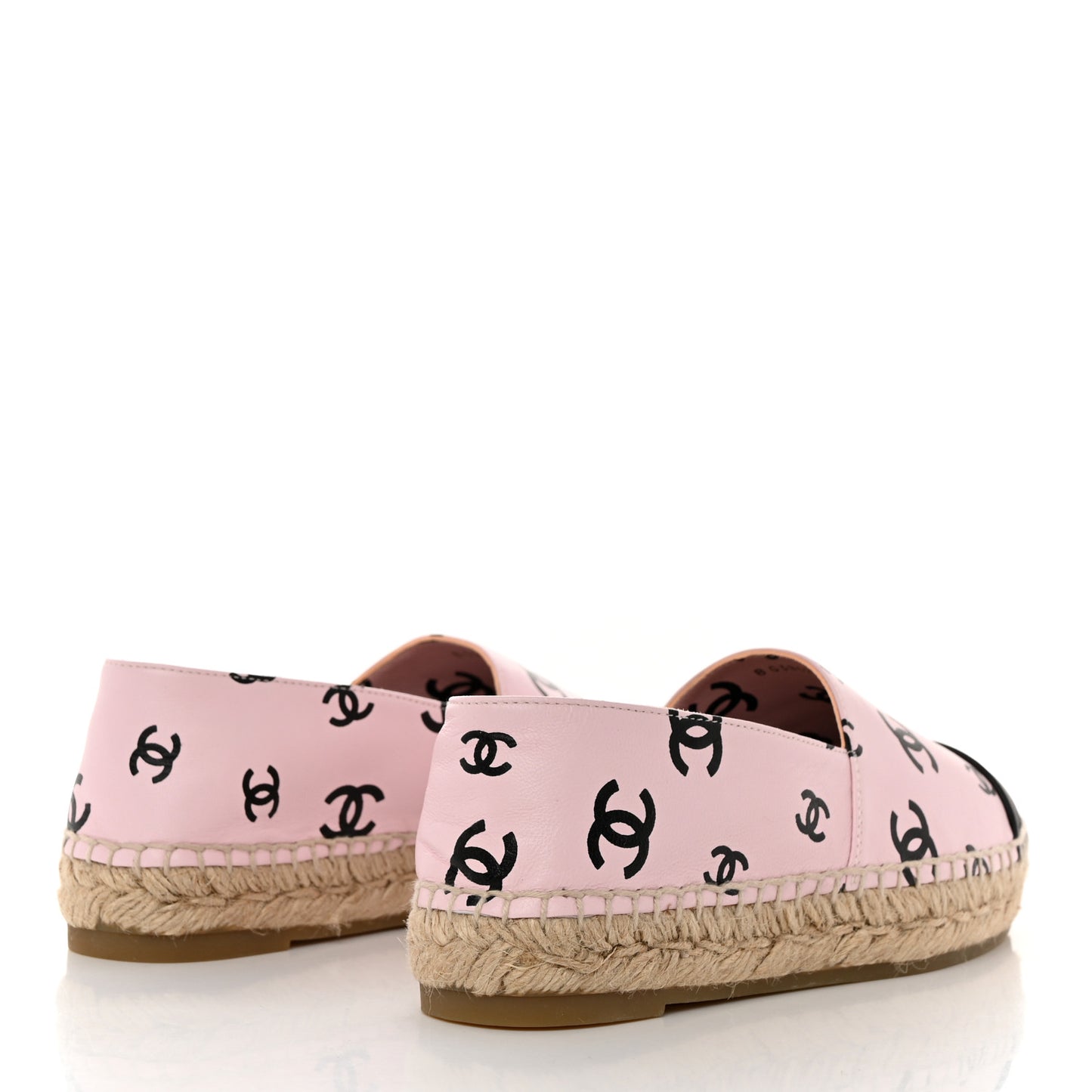 Lambskin Printed Coco Beach Espadrilles 36 Light Pink Black