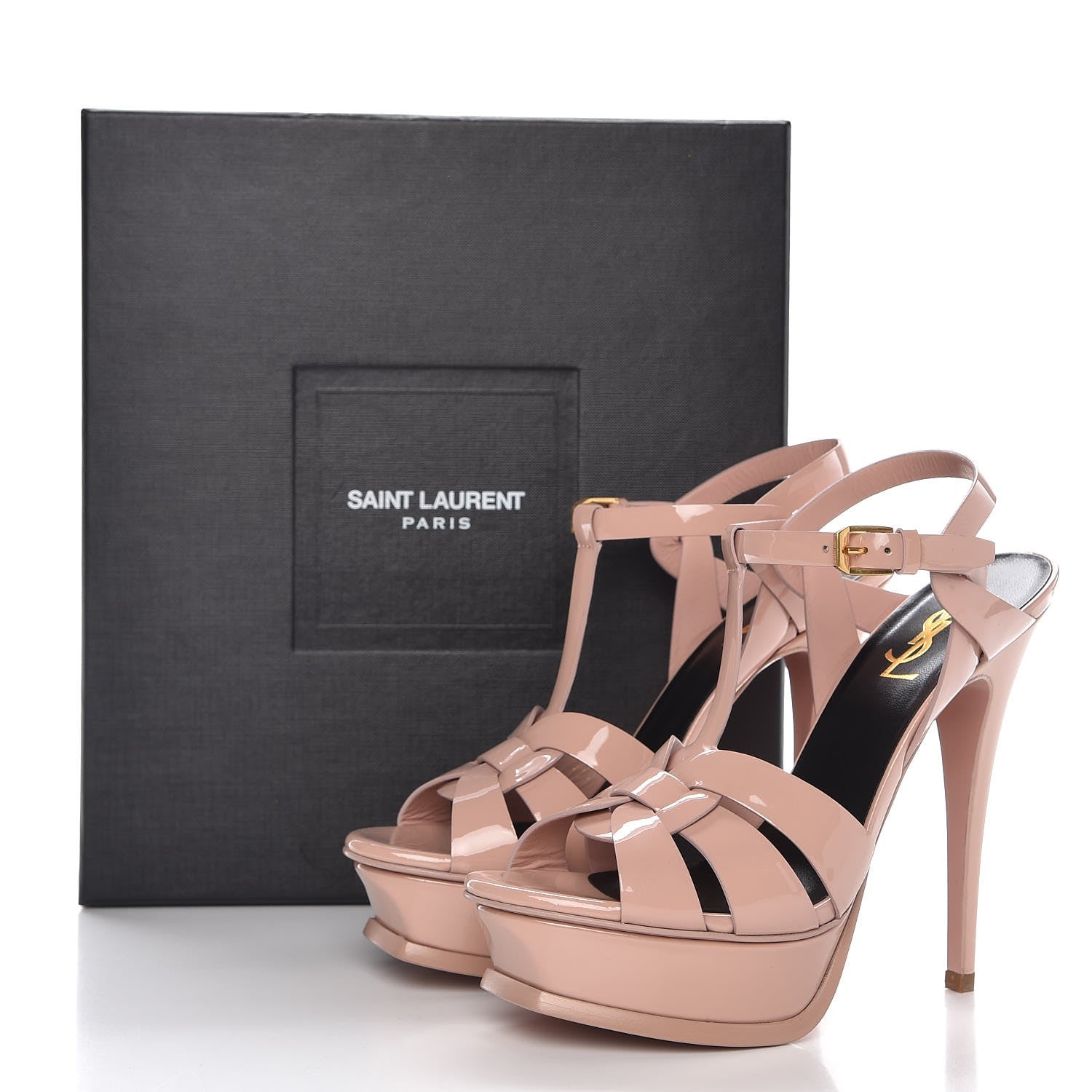 Saint Laurent Patent Tribute 105 Platform Sandals 37.5 Pale Pink 8 of 8