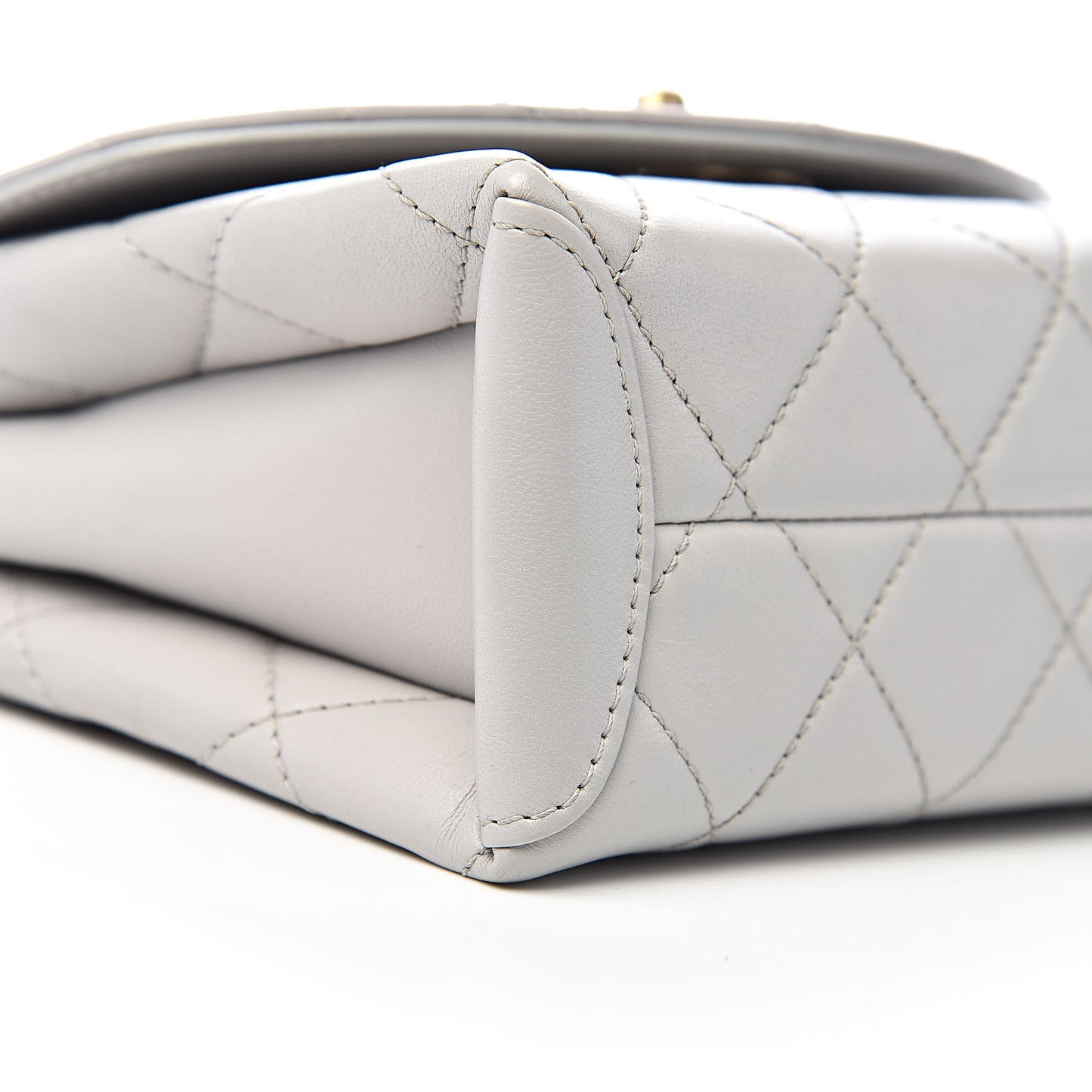 Lambskin Quilted Small Trendy Spirit Top Handle Bag Light Grey