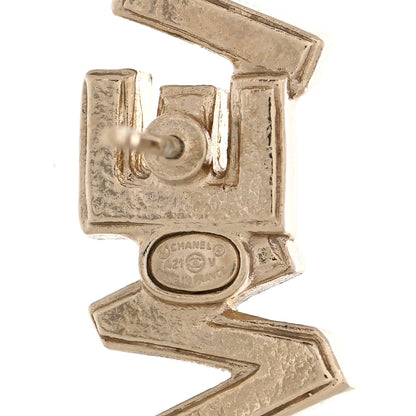 Chanel Crystal Pearl Signature Stud Earrings Gold 4 of 4