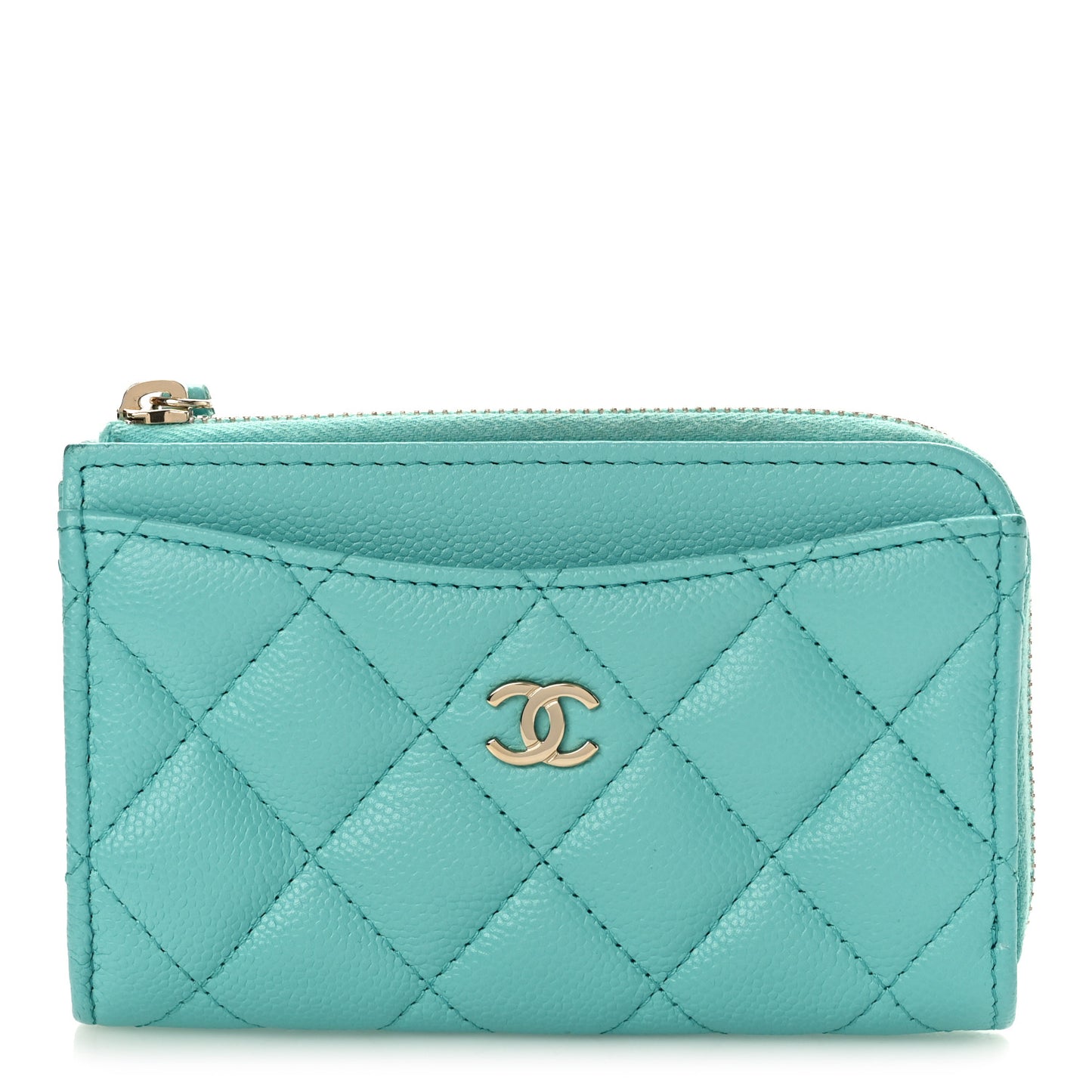 Caviar Quilted CC Zip Around Card Holder Blue