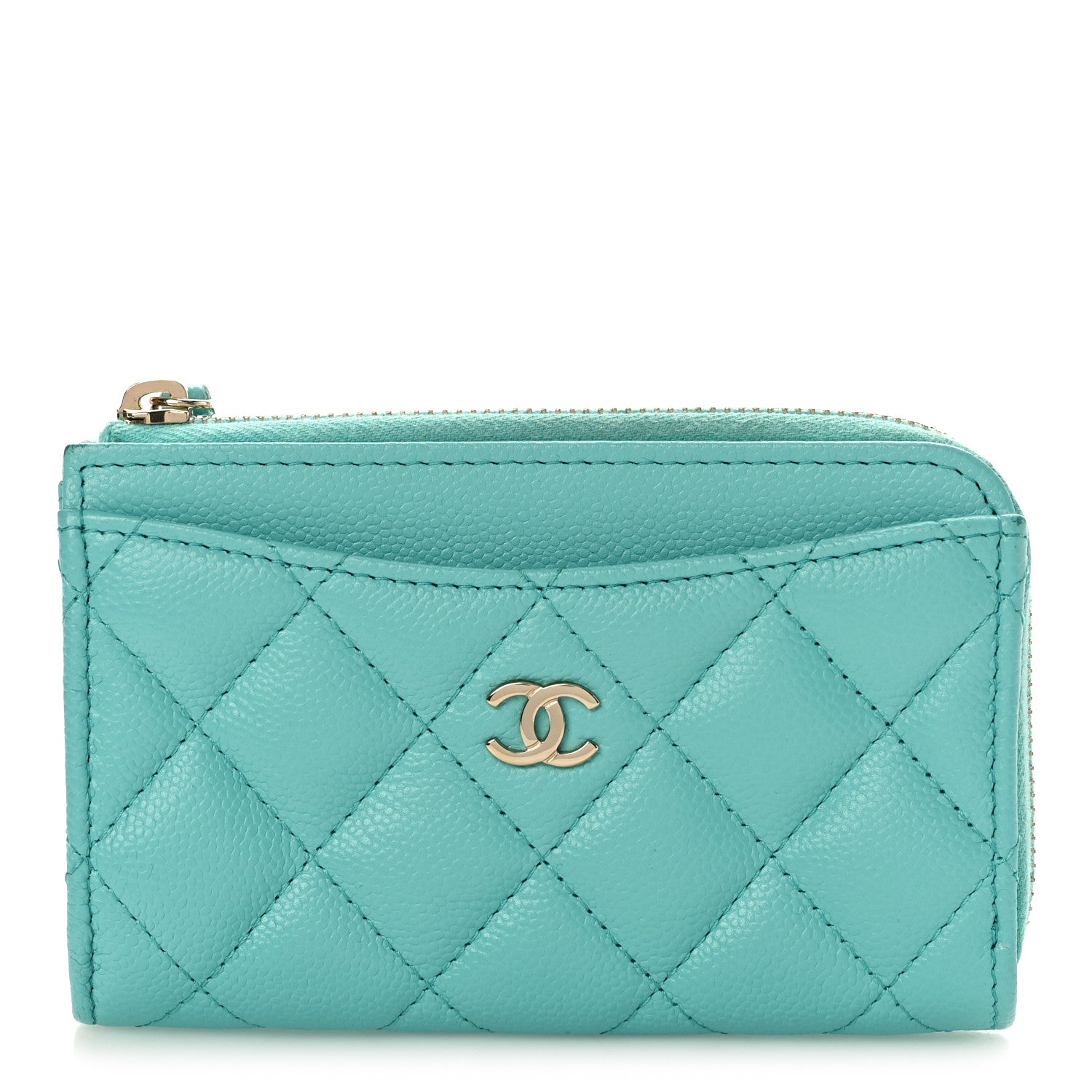 Chanel Caviar Quilted CC Zip Around Card Holder Blue 1 of 9