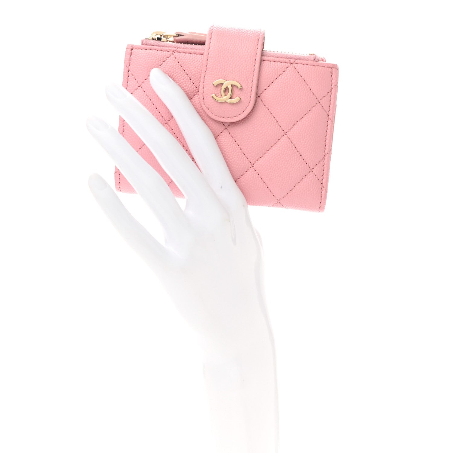 Chanel Caviar Quilted Compact Zipped Pocket Wallet Pink 2 of 8