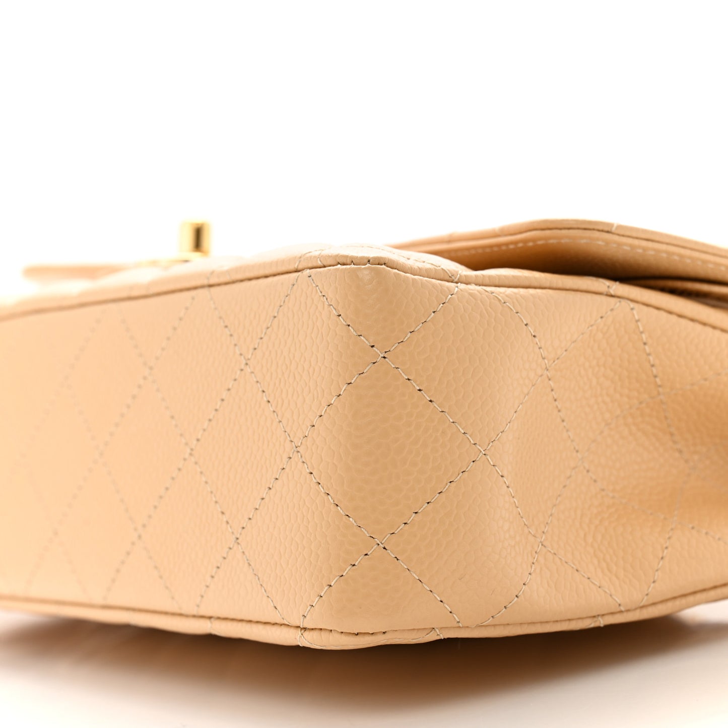 Caviar Quilted Medium Double Flap Beige