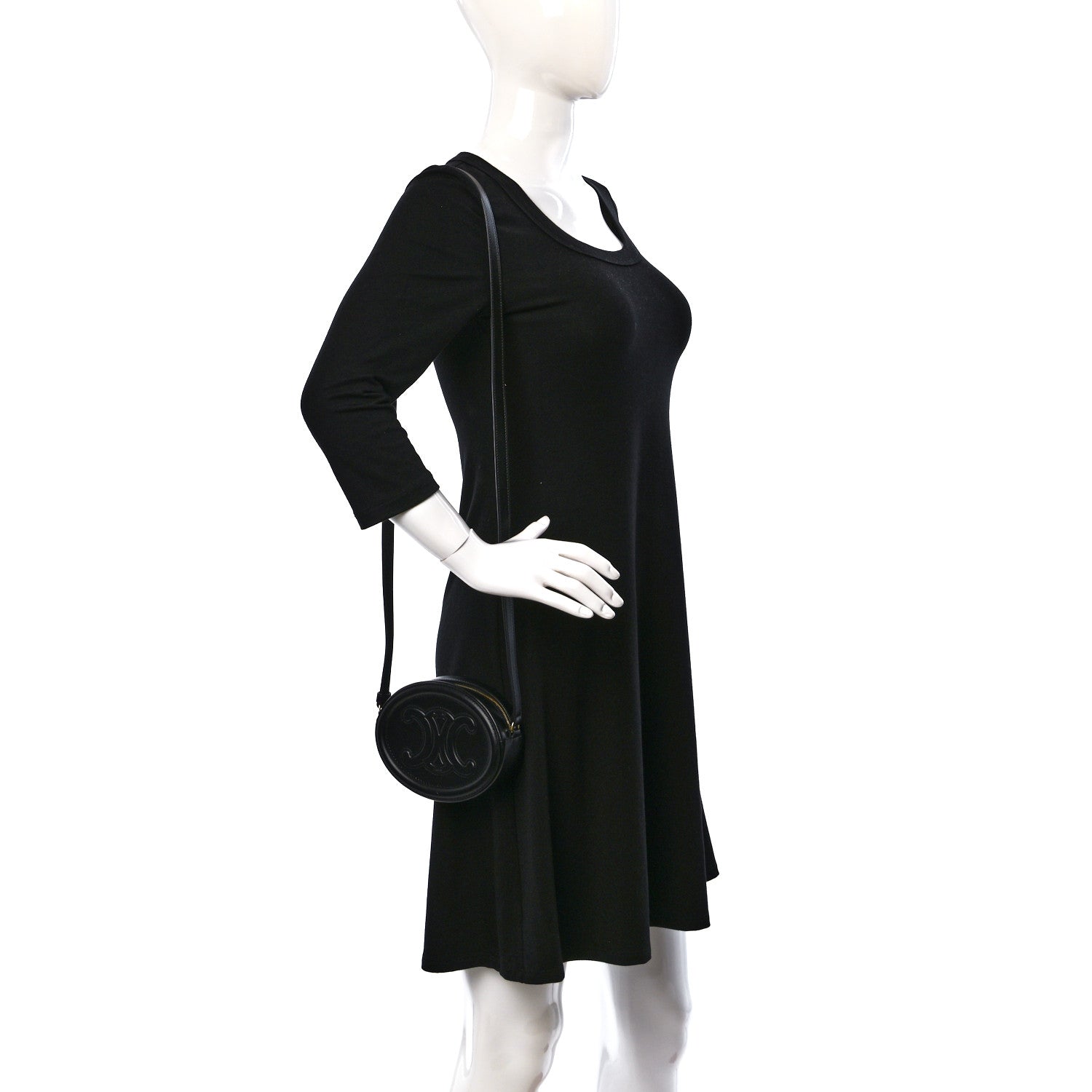 Celine Smooth Calfskin Cuir Triomphe Oval Bag Black 2 of 7