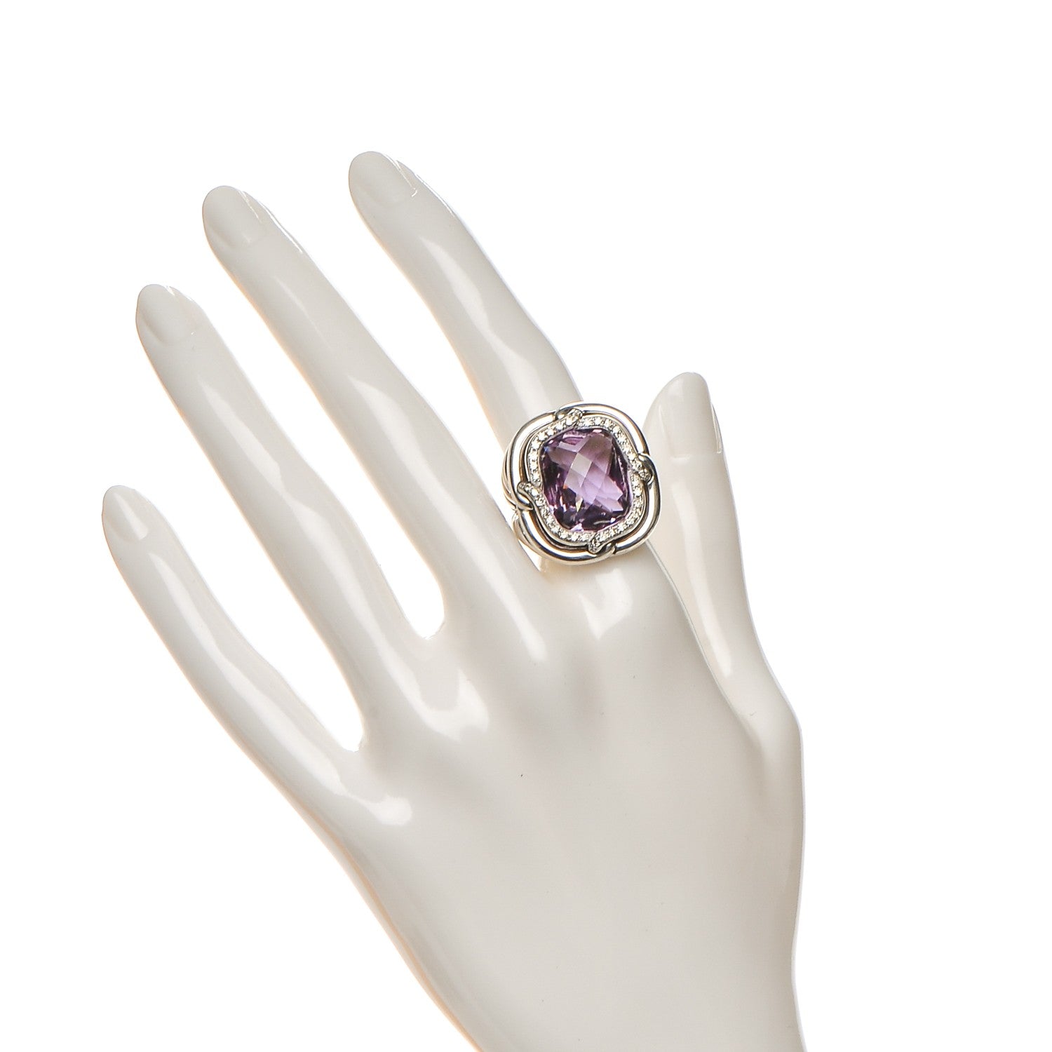David Yurman Sterling Silver Amethyst 14mm Labyrinth Ring 53 6.5 2 of 5