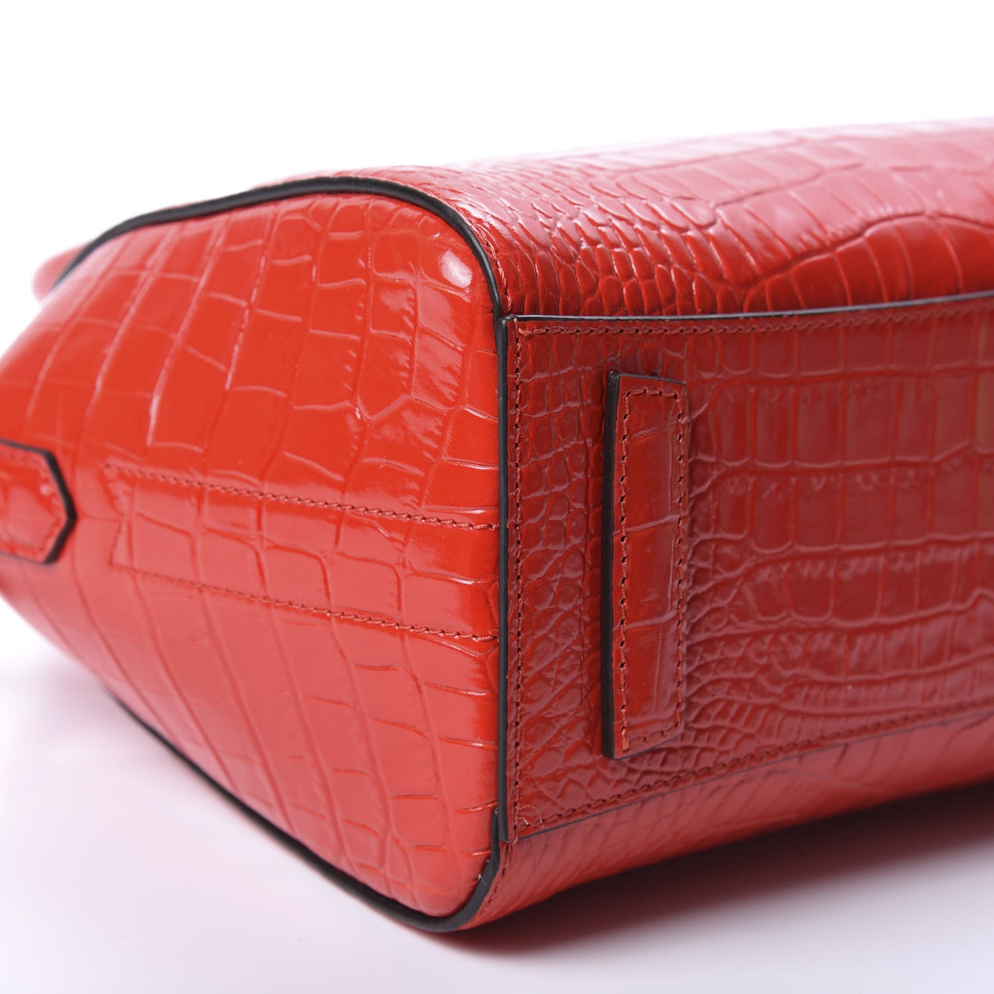 Calfskin Crocodile Embossed Mini Antigona Red