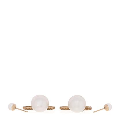 Christian Dior Pearl Crystal Bow Tribales Earrings Gold 3 of 4