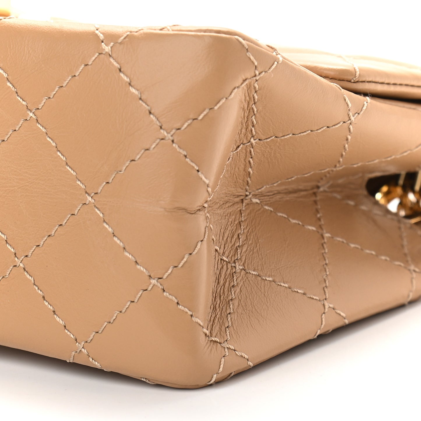 Aged Calfskin Quilted 2.55 Reissue Mini Flap Beige