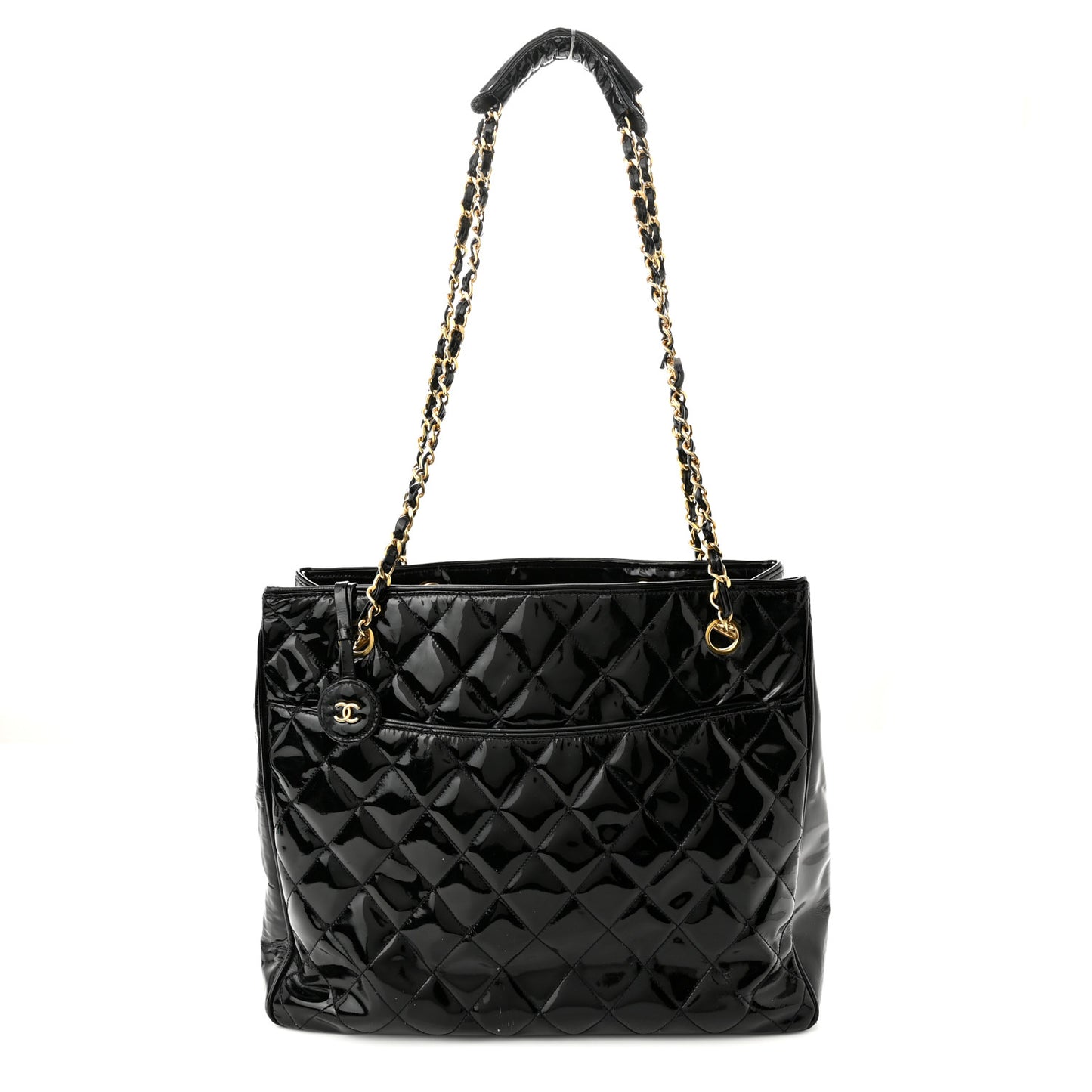 Patent Quilted CC Shoulder Bag Black
