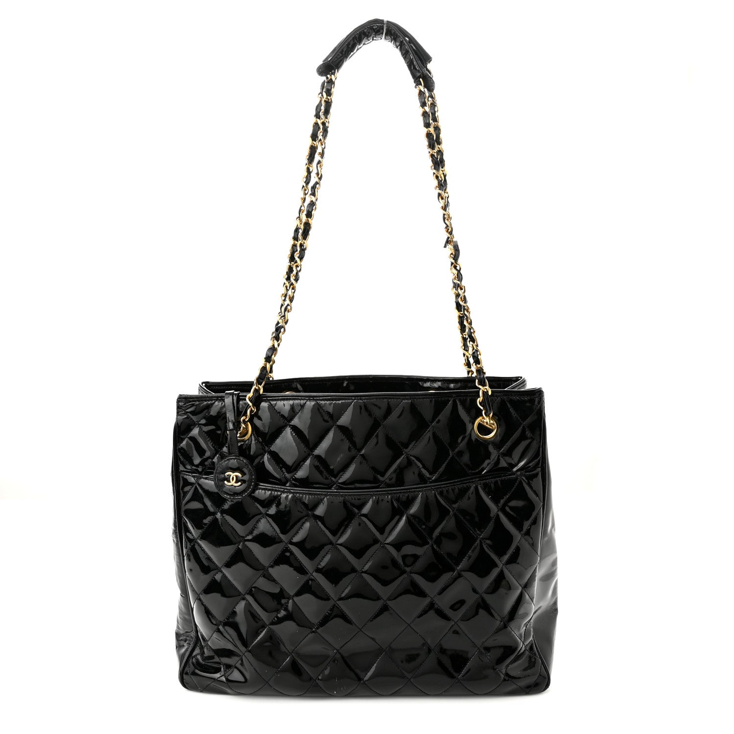 Chanel Patent Quilted CC Shoulder Bag Black 1 of 11
