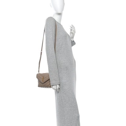 Saint Laurent Calfskin Y Quilted Monogram Toy Loulou Crossbody Bag Dark Beige 2 of 10