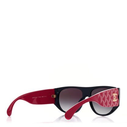 Chanel Acetate Quilted CC Pilot Sunglasses 71465 Blue Red 4 of 8