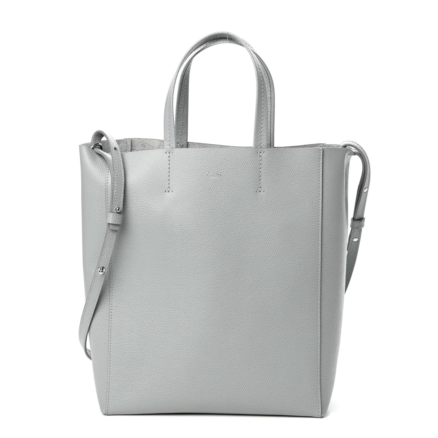 Grained Calfskin Small Vertical Cabas Mineral