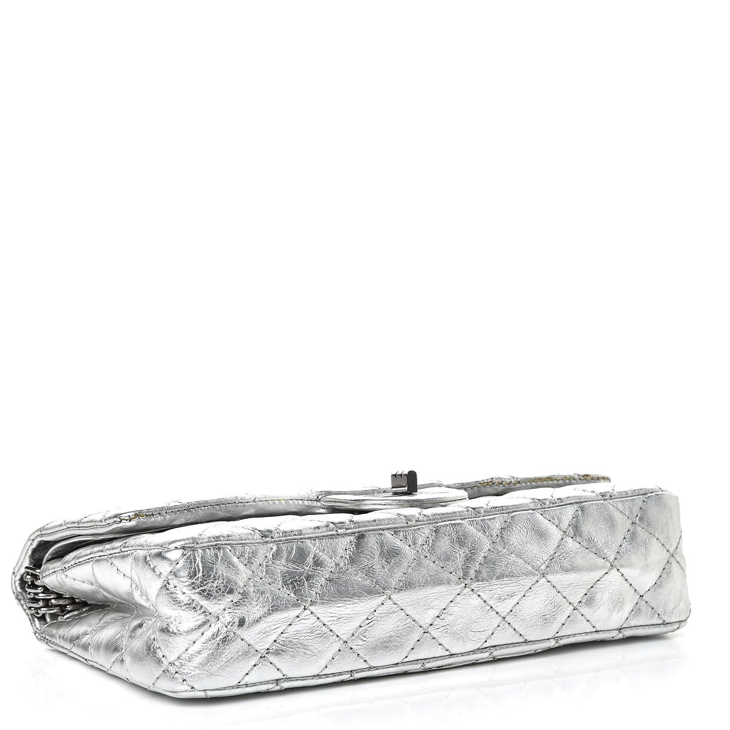 Metallic Aged Calfskin Quilted 2.55 Reissue 225 Flap Silver