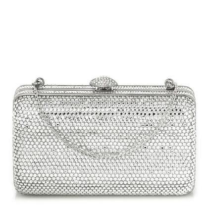 Judith Leiber Swarovski Crystal Minaudiere Clutch Silver 1 of 8