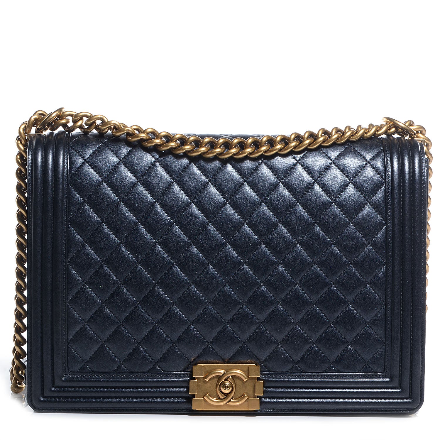 Chanel Lambskin Quilted Large Boy Flap Pearl Black 1 of 8