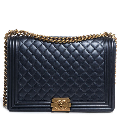 Chanel Lambskin Quilted Large Boy Flap Pearl Black 1 of 8