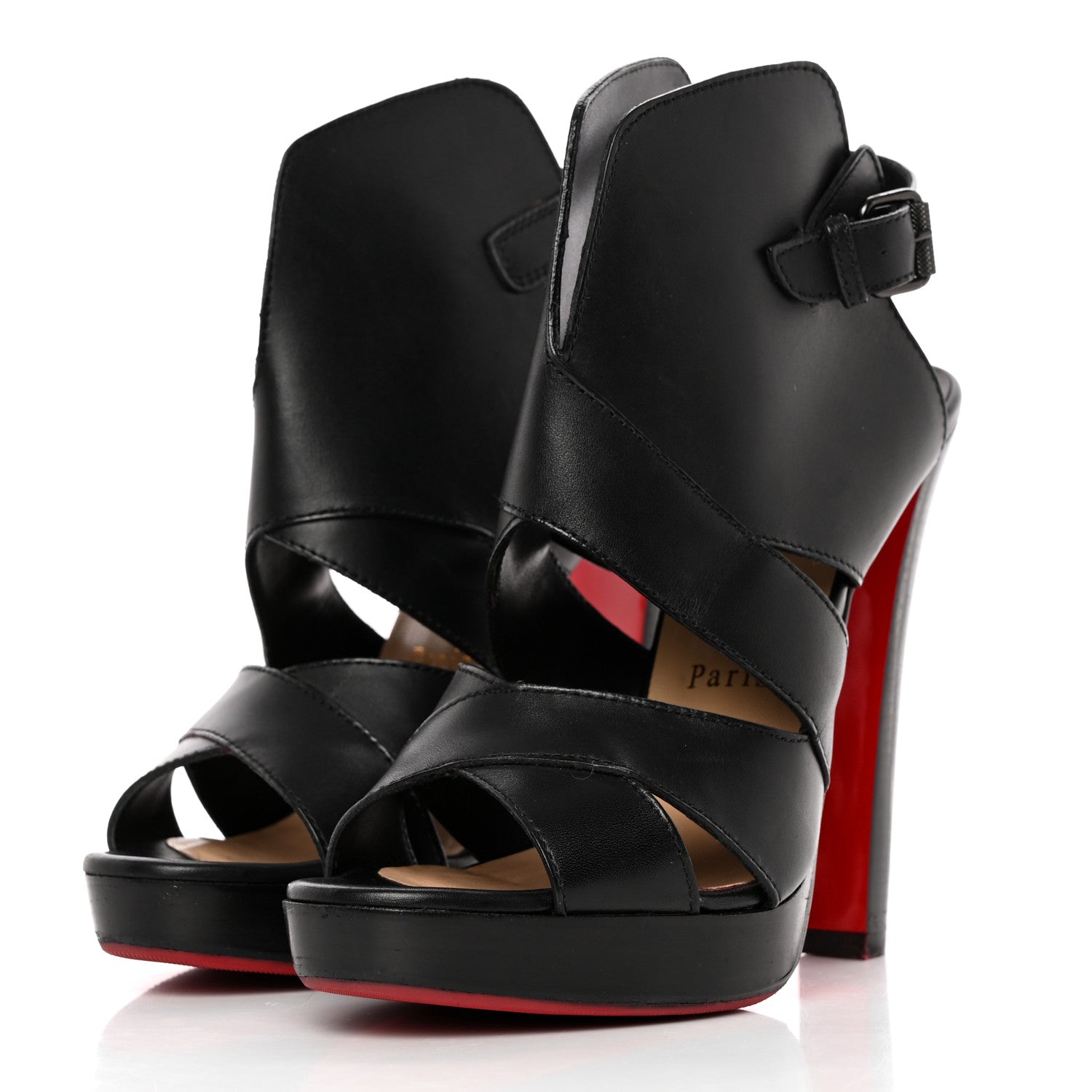 Christian Louboutin Calfskin Apron Lili 120 Pumps 38 Black 3 of 15