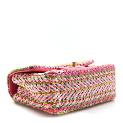 Chanel Cotton Mixed Fibers Woven Mini Rectangular Flap Pink Green 4 of 9
