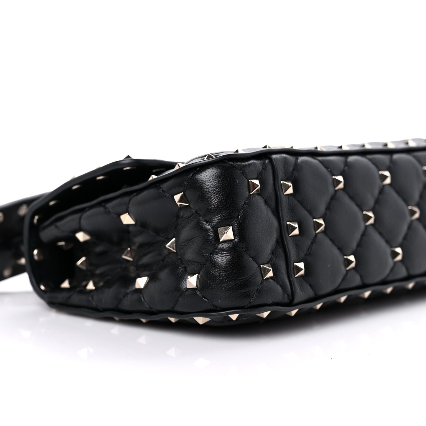 Lambskin Small Rockstud Spike Shoulder Bag Black