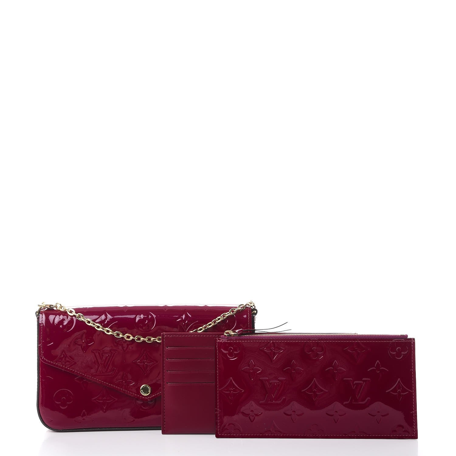 Louis Vuitton Vernis Felicie Chain Wallet Magenta 3 of 11