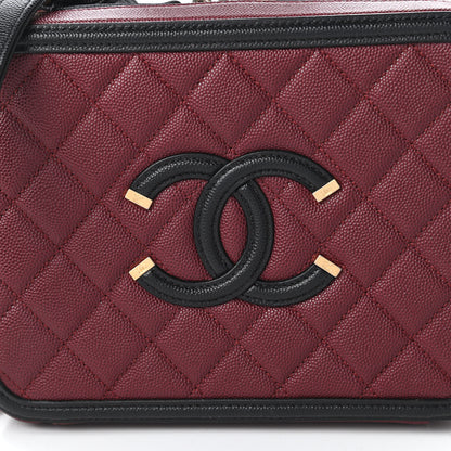 Chanel Caviar Quilted Medium CC Filigree Vanity Case Burgundy Black 10 of 10