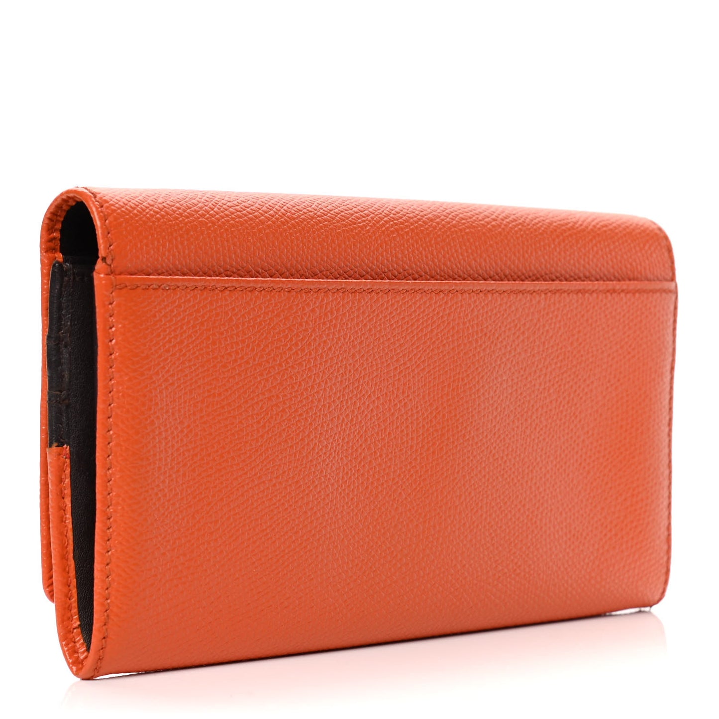 Grained Calfskin Continental Wallet Orange