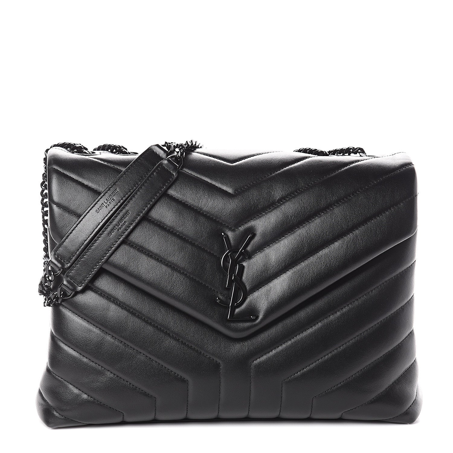 Saint Laurent Calfskin Y Quilted Monogram Medium Loulou Chain Satchel Black 1 of 8