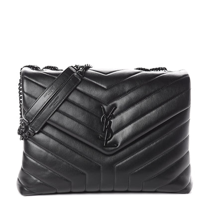 Saint Laurent Calfskin Y Quilted Monogram Medium Loulou Chain Satchel Black 1 of 8