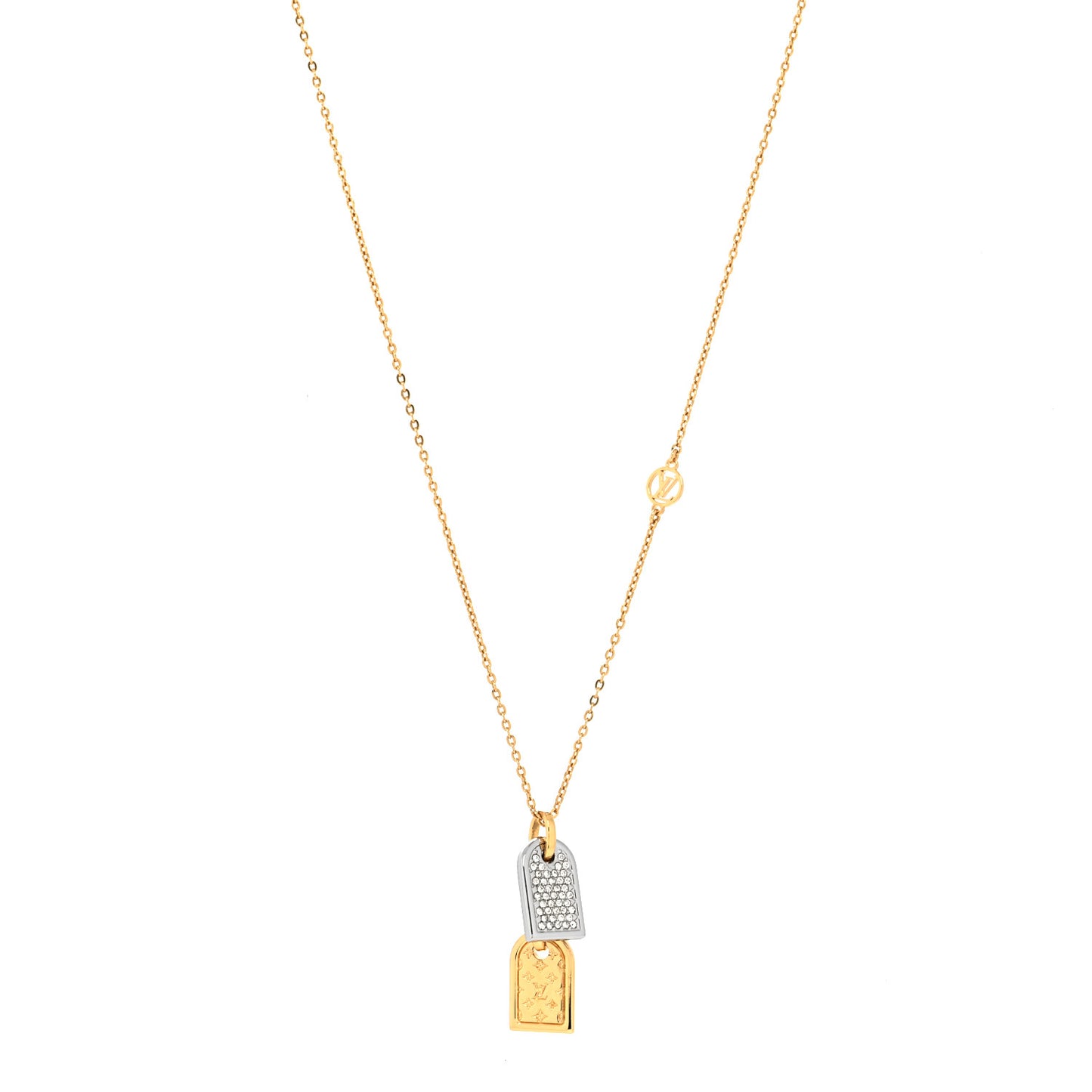 Crystal Precious Nanogram Name Tag Necklace Gold Silver