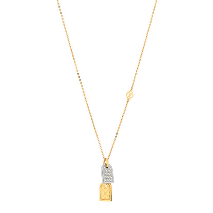 Louis Vuitton Crystal Precious Nanogram Name Tag Necklace Gold Silver 1 of 6